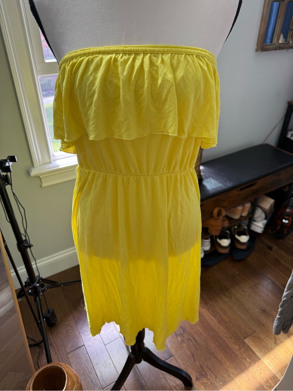 Old Navy Yellow Strapless Ruffle Dress Size Large Tall